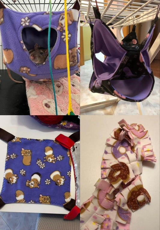 Set 4 Pezzi Ratti SET cucce per piccoli animali furetti cincillà petauri dello zucchero suricata ratti gattini topolini
