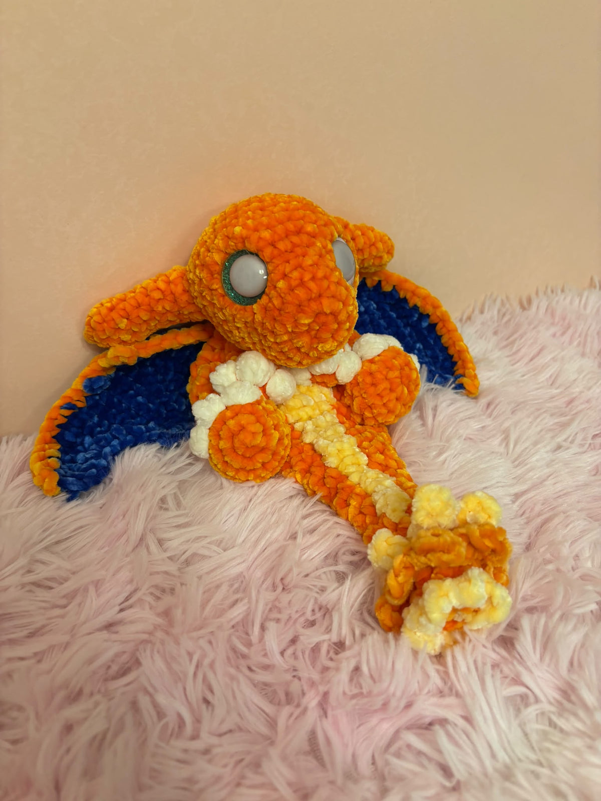 🔥 Shy Ember – Drago timido Peluche Uncinetto Handmade - Zampine Pets & Plushies