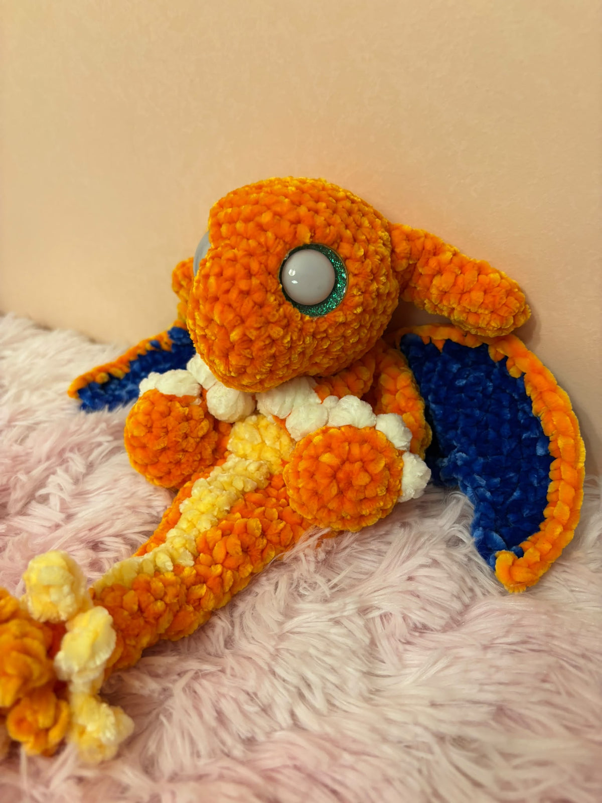 🔥 Shy Ember – Drago timido Peluche Uncinetto Handmade - Zampine Pets & Plushies