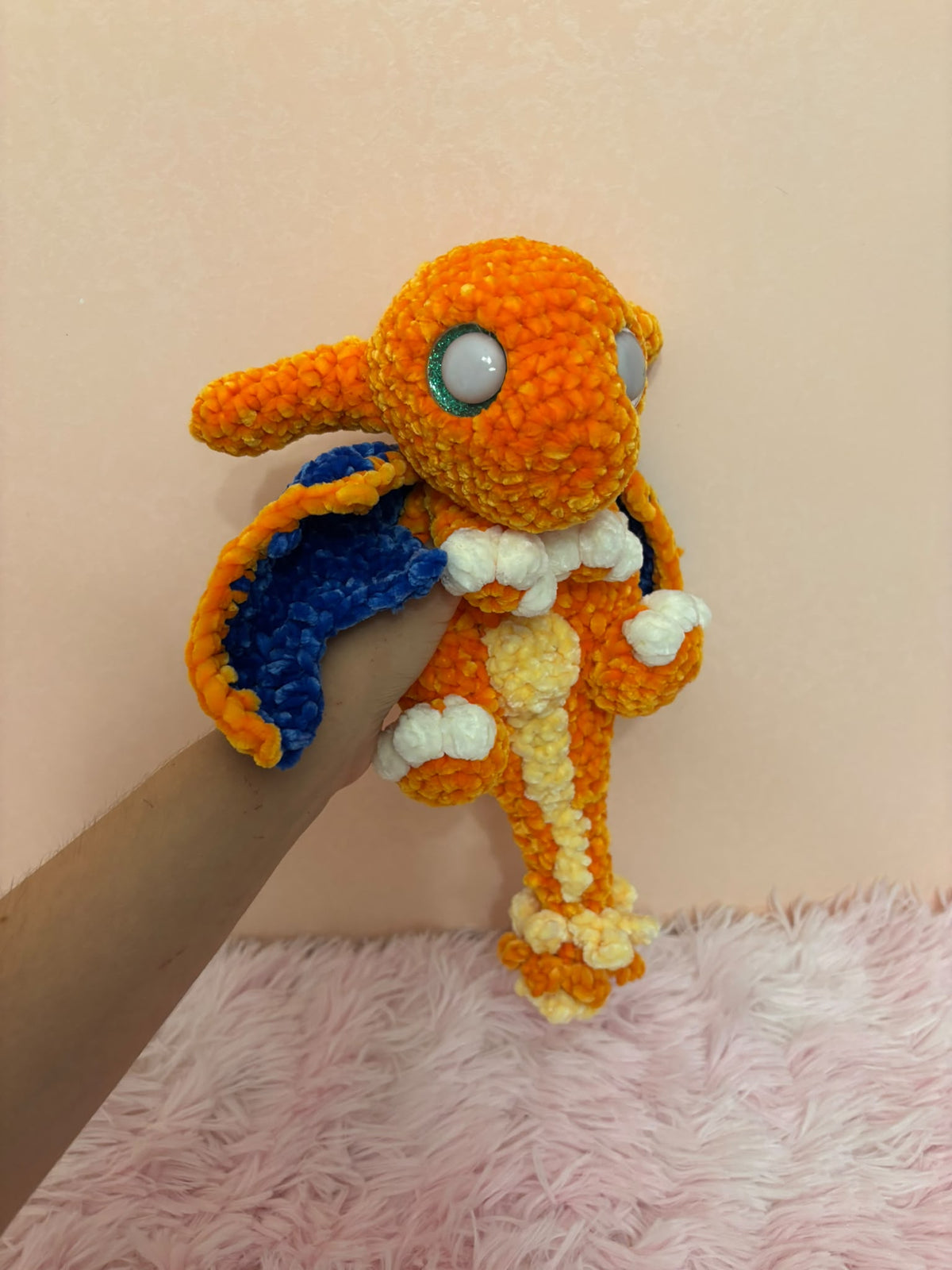 🔥 Shy Ember – Drago timido Peluche Uncinetto Handmade - Zampine Pets & Plushies