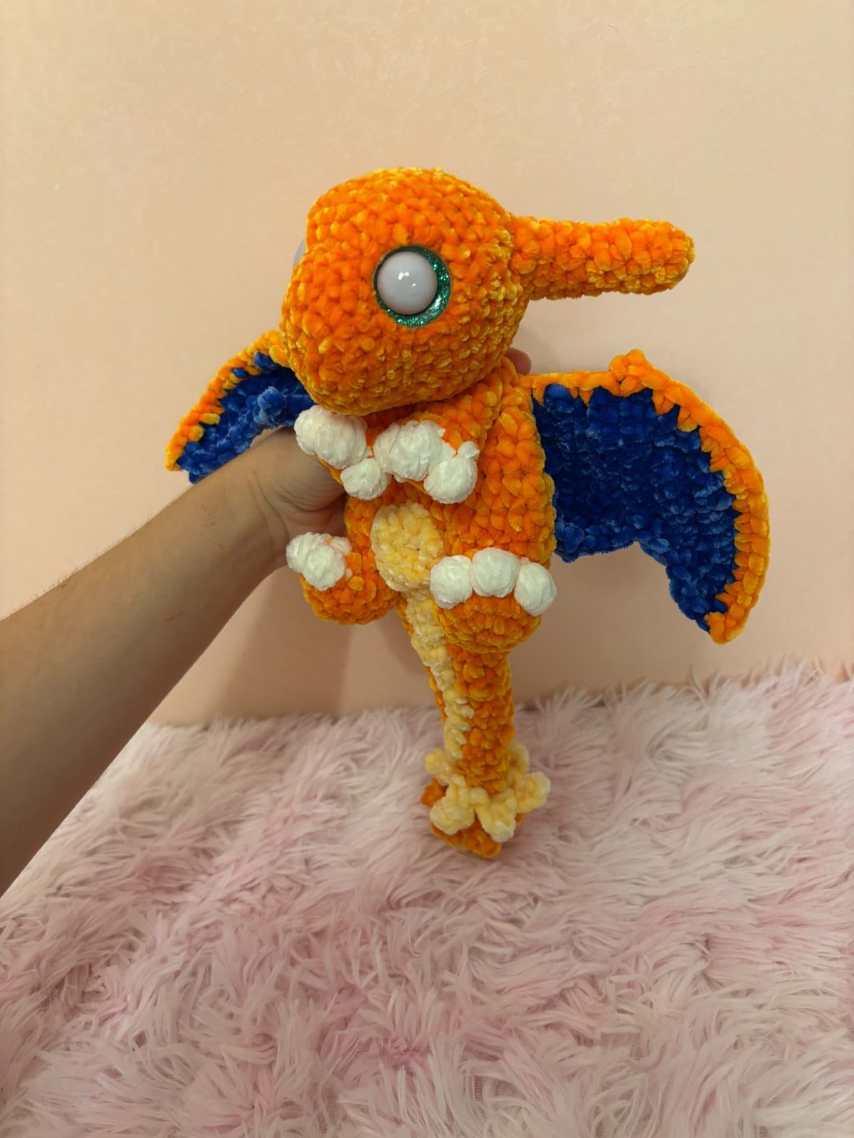 🔥 Shy Ember – Drago timido Peluche Uncinetto Handmade - Zampine Pets & Plushies