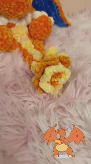 🔥 Shy Ember – Drago timido Peluche Uncinetto Handmade - Zampine Pets & Plushies